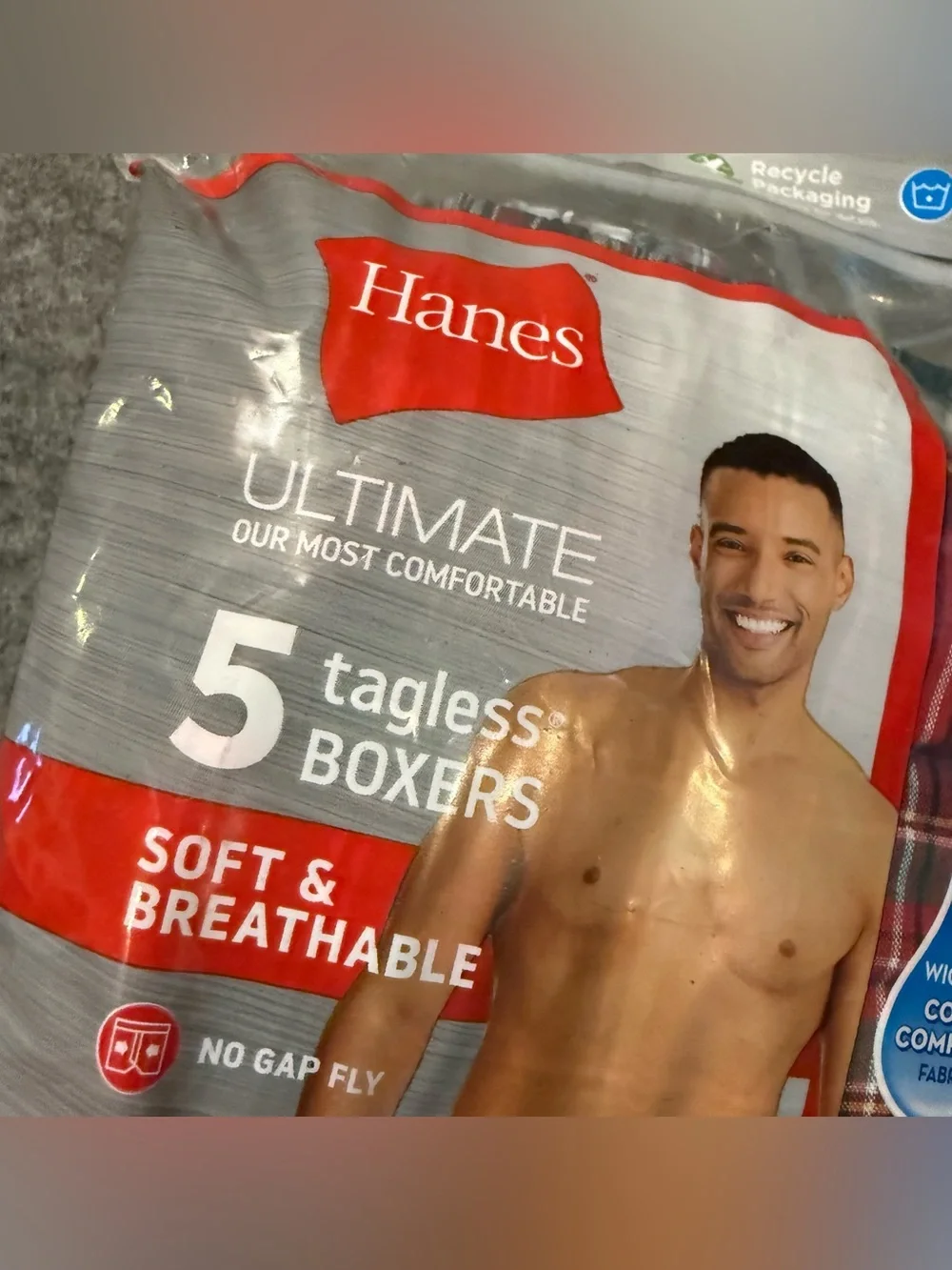 Hanes 5 Pack Tagless Boxers Mens M 32-34 Soft Comfort Plaid Red Green Colorful